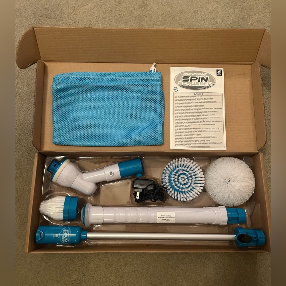 Hurricane Spin Scrubber Rechargeable Cordless Spin Brush with 3 Spin Brushes